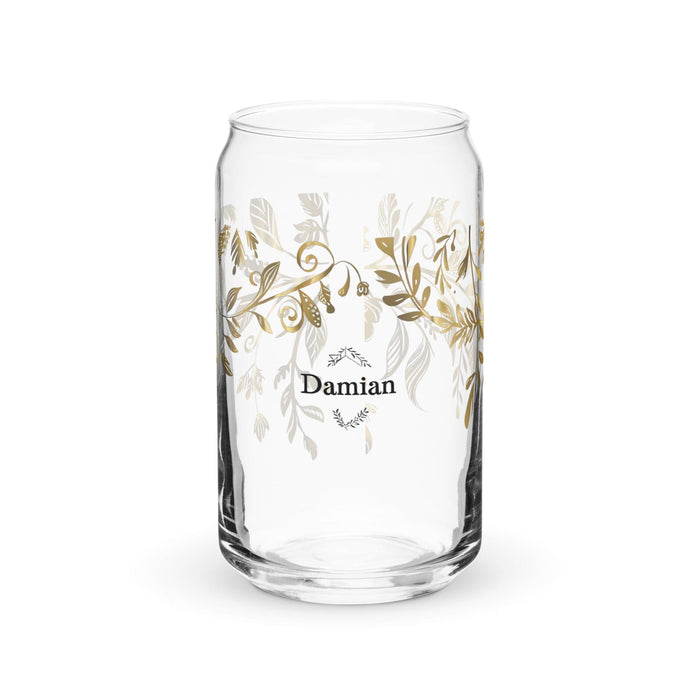 Damian Exclusive Name Art Piece Can-Shaped Glass Home Office Work Mexican Spanish Pride Gift Cup One-Of-A-Kind Calligraphy Glass | D12 Mexicada 16 oz