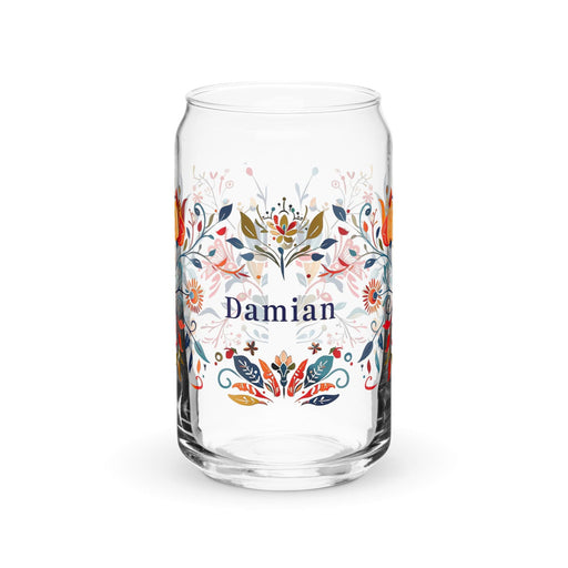 Damian Exclusive Name Art Piece Can-Shaped Glass Home Office Work Mexican Spanish Pride Gift Cup One-Of-A-Kind Calligraphy Glass | D12 Mexicada 16 oz (No Lid No Straw)