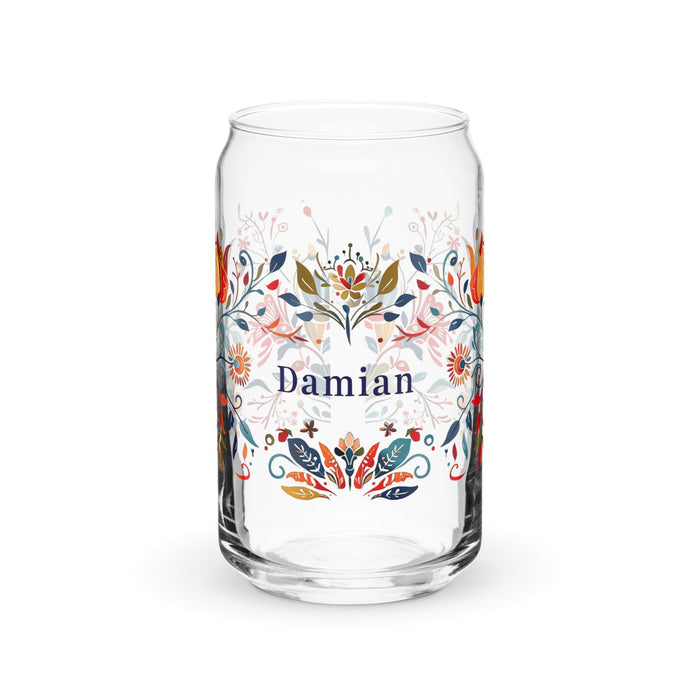 Damian Exclusive Name Art Piece Can-Shaped Glass Home Office Work Mexican Spanish Pride Gift Cup One-Of-A-Kind Calligraphy Glass | D12 Mexicada 16 oz (No Lid No Straw)