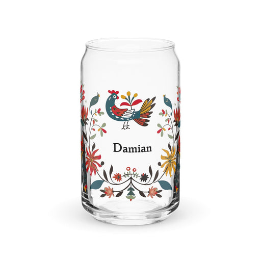 Damian Exclusive Name Art Piece Can-Shaped Glass Home Office Work Mexican Spanish Pride Gift Cup One-Of-A-Kind Calligraphy Glass | D15 Mexicada 16 oz (No Lid No Straw)