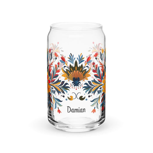 Damian Exclusive Name Art Piece Can-Shaped Glass Home Office Work Mexican Spanish Pride Gift Cup One-Of-A-Kind Calligraphy Glass | D16 Mexicada 16 oz (No Lid No Straw)