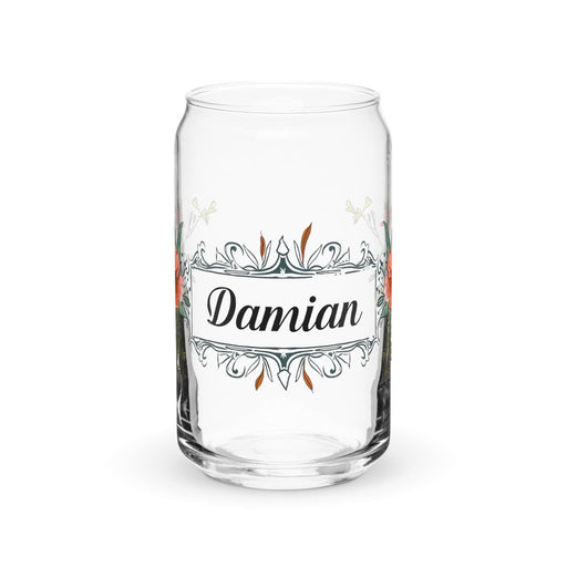 Damian Exclusive Name Art Piece Can-Shaped Glass Home Office Work Mexican Spanish Pride Gift Cup One-Of-A-Kind Calligraphy Glass | D17 Mexicada 16 oz