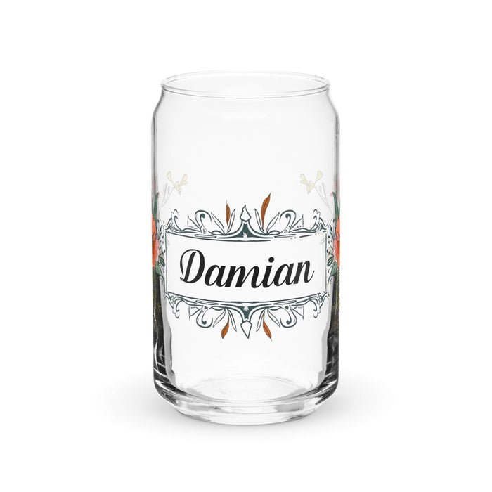 Damian Exclusive Name Art Piece Can-Shaped Glass Home Office Work Mexican Spanish Pride Gift Cup One-Of-A-Kind Calligraphy Glass | D17 Mexicada 16 oz