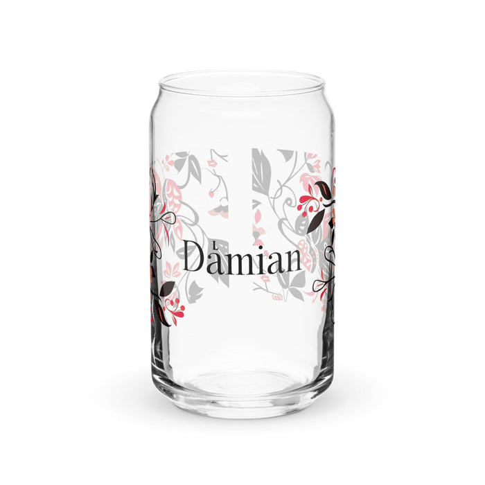 Damian Exclusive Name Art Piece Can-Shaped Glass Home Office Work Mexican Spanish Pride Gift Cup One-Of-A-Kind Calligraphy Glass | D8 Mexicada 16 oz