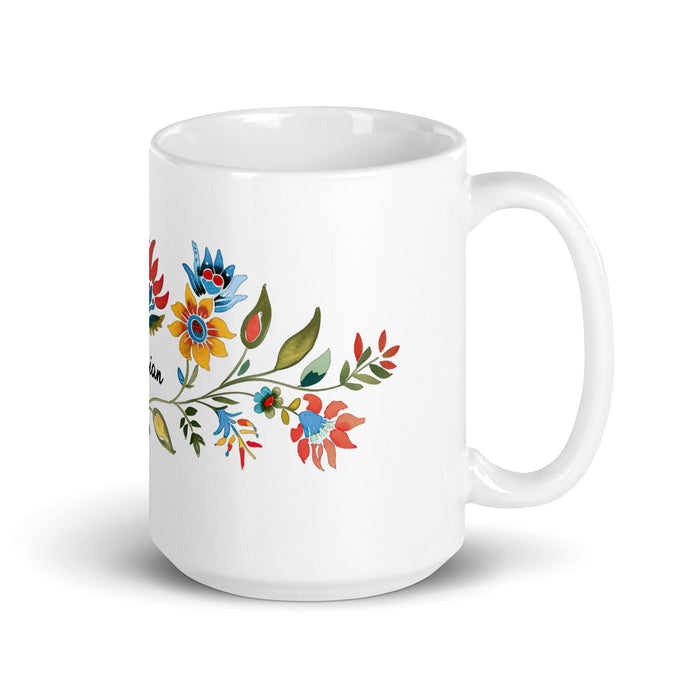 Damian Exclusive Name Art Piece Home Office Work Coffee Mug Mexican Spanish Pride Gift Cup One-Of-A-Kind Calligraphy White Glossy Mug | D1 Mexicada 15 oz