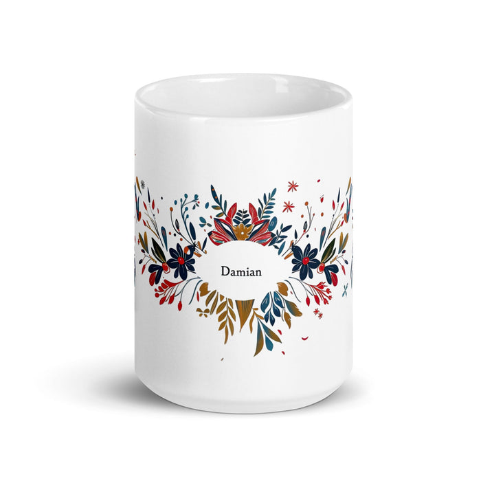 Damian Exclusive Name Art Piece Home Office Work Coffee Mug Mexican Spanish Pride Gift Cup One-Of-A-Kind Calligraphy White Glossy Mug | D1 Mexicada