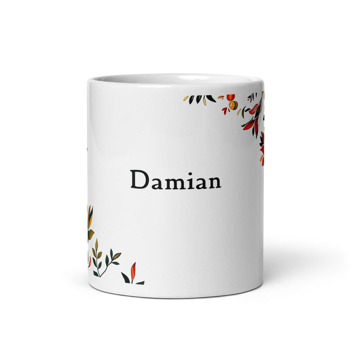 Damian Exclusive Name Art Piece Home Office Work Coffee Mug Mexican Spanish Pride Gift Cup One-Of-A-Kind Calligraphy White Glossy Mug | D10 Mexicada