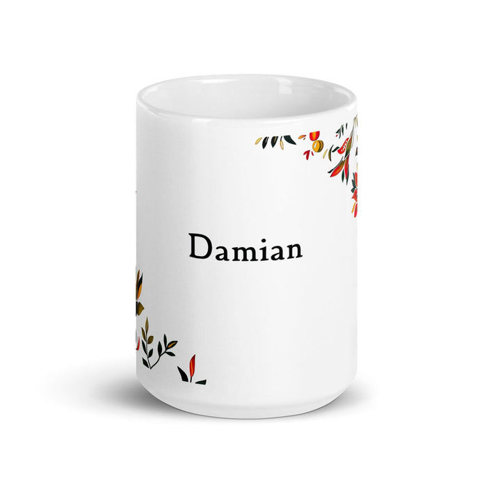 Damian Exclusive Name Art Piece Home Office Work Coffee Mug Mexican Spanish Pride Gift Cup One-Of-A-Kind Calligraphy White Glossy Mug | D10 Mexicada