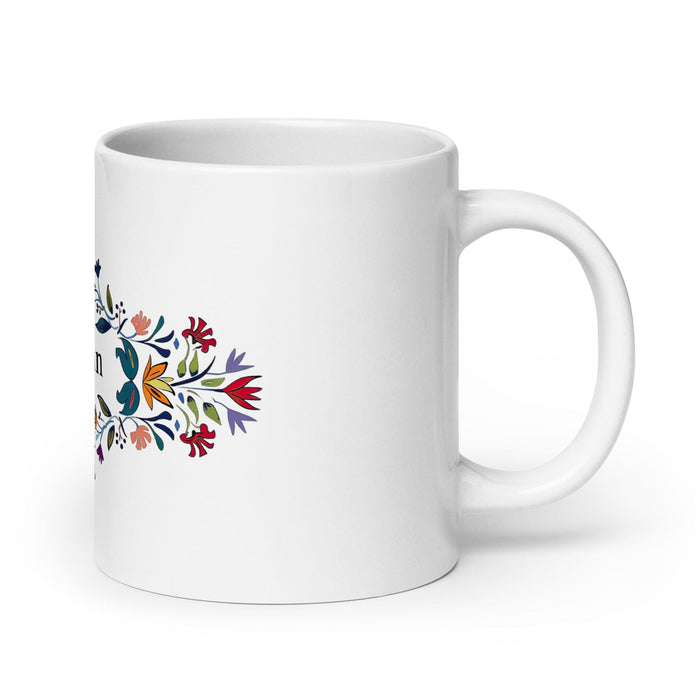 Damian Exclusive Name Art Piece Home Office Work Coffee Mug Mexican Spanish Pride Gift Cup One-Of-A-Kind Calligraphy White Glossy Mug | D11 Mexicada 20 oz