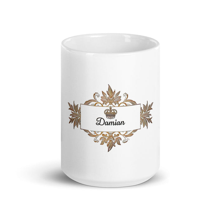 Damian Exclusive Name Art Piece Home Office Work Coffee Mug Mexican Spanish Pride Gift Cup One-Of-A-Kind Calligraphy White Glossy Mug | D11 Mexicada