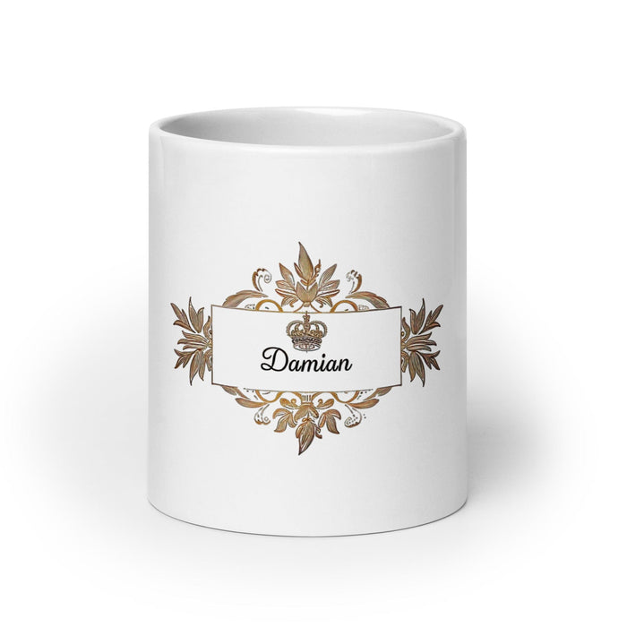 Damian Exclusive Name Art Piece Home Office Work Coffee Mug Mexican Spanish Pride Gift Cup One-Of-A-Kind Calligraphy White Glossy Mug | D11 Mexicada