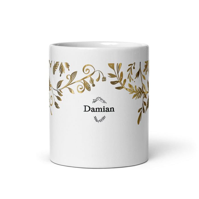 Damian Exclusive Name Art Piece Home Office Work Coffee Mug Mexican Spanish Pride Gift Cup One-Of-A-Kind Calligraphy White Glossy Mug | D12 Mexicada