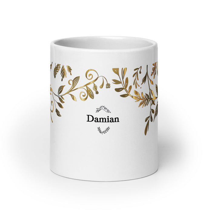 Damian Exclusive Name Art Piece Home Office Work Coffee Mug Mexican Spanish Pride Gift Cup One-Of-A-Kind Calligraphy White Glossy Mug | D12 Mexicada