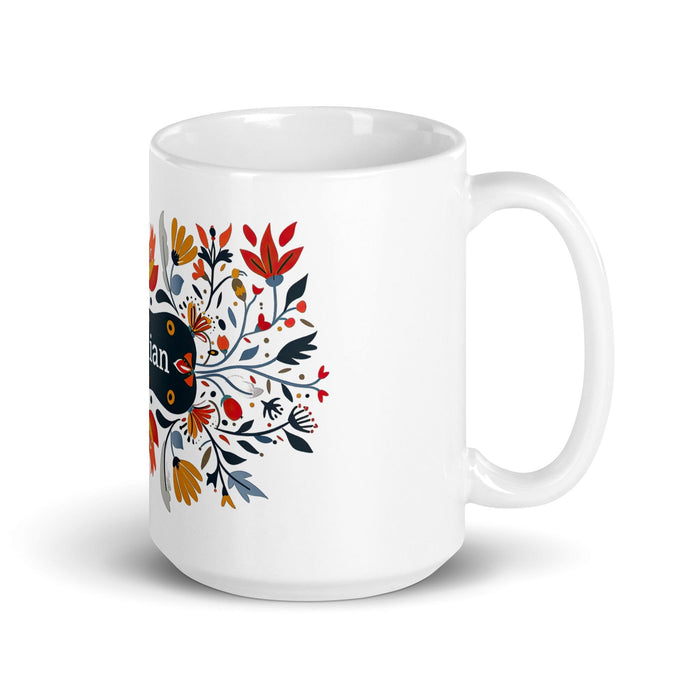 Damian Exclusive Name Art Piece Home Office Work Coffee Mug Mexican Spanish Pride Gift Cup One-Of-A-Kind Calligraphy White Glossy Mug | D13 Mexicada 15 oz