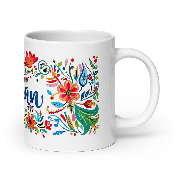 Damian Exclusive Name Art Piece Home Office Work Coffee Mug Mexican Spanish Pride Gift Cup One-Of-A-Kind Calligraphy White Glossy Mug | D13 Mexicada 20 oz