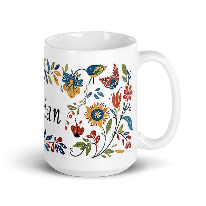 Damian Exclusive Name Art Piece Home Office Work Coffee Mug Mexican Spanish Pride Gift Cup One-Of-A-Kind Calligraphy White Glossy Mug | D16 Mexicada 15 oz