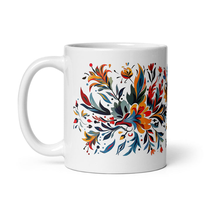 Damian Exclusive Name Art Piece Home Office Work Coffee Mug Mexican Spanish Pride Gift Cup One-Of-A-Kind Calligraphy White Glossy Mug | D16 Mexicada