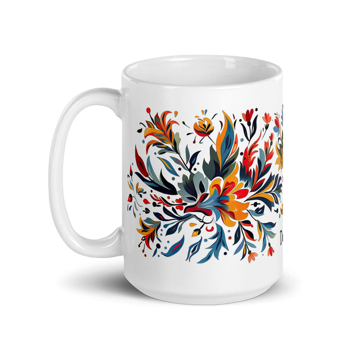 Damian Exclusive Name Art Piece Home Office Work Coffee Mug Mexican Spanish Pride Gift Cup One-Of-A-Kind Calligraphy White Glossy Mug | D16 Mexicada