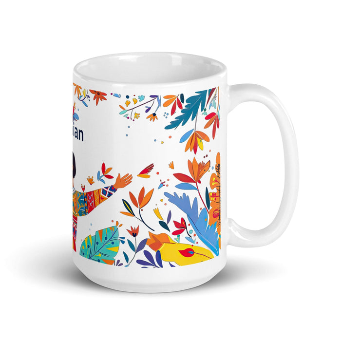 Damian Exclusive Name Art Piece Home Office Work Coffee Mug Mexican Spanish Pride Gift Cup One-Of-A-Kind Calligraphy White Glossy Mug | D17 Mexicada 15 oz