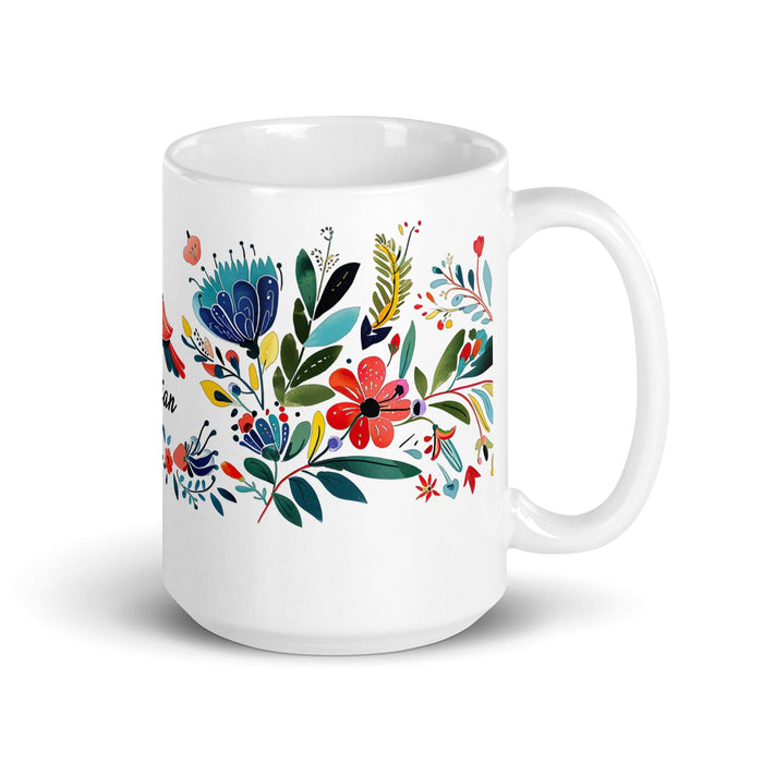 Damian Exclusive Name Art Piece Home Office Work Coffee Mug Mexican Spanish Pride Gift Cup One-Of-A-Kind Calligraphy White Glossy Mug | D18 Mexicada 15 oz