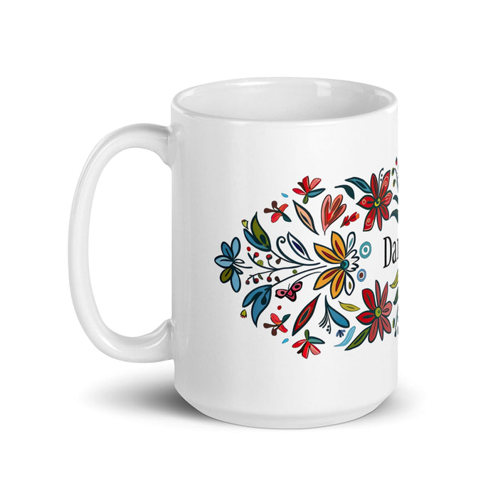 Damian Exclusive Name Art Piece Home Office Work Coffee Mug Mexican Spanish Pride Gift Cup One-Of-A-Kind Calligraphy White Glossy Mug | D2 Mexicada