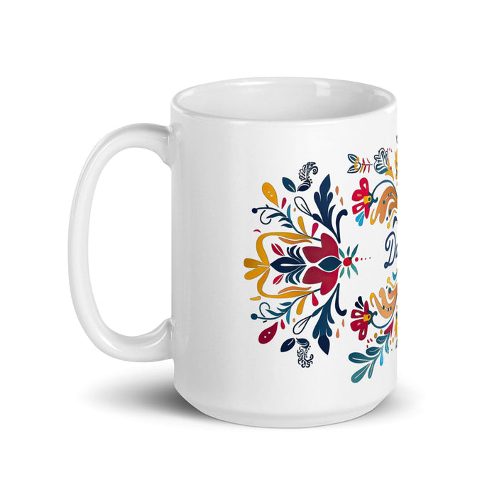 Damian Exclusive Name Art Piece Home Office Work Coffee Mug Mexican Spanish Pride Gift Cup One-Of-A-Kind Calligraphy White Glossy Mug | D3 Mexicada