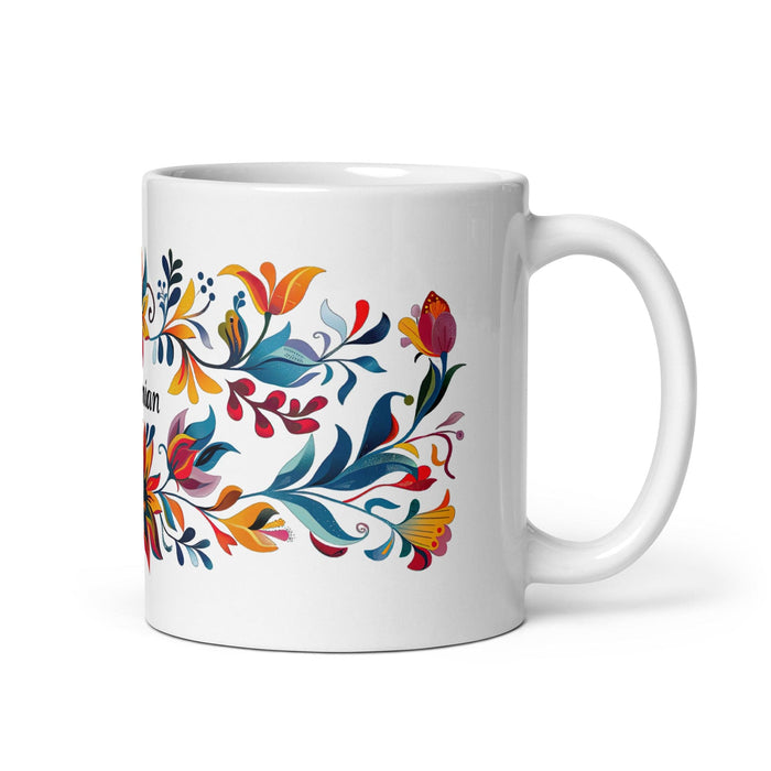 Damian Exclusive Name Art Piece Home Office Work Coffee Mug Mexican Spanish Pride Gift Cup One-Of-A-Kind Calligraphy White Glossy Mug | D4 Mexicada 11 oz