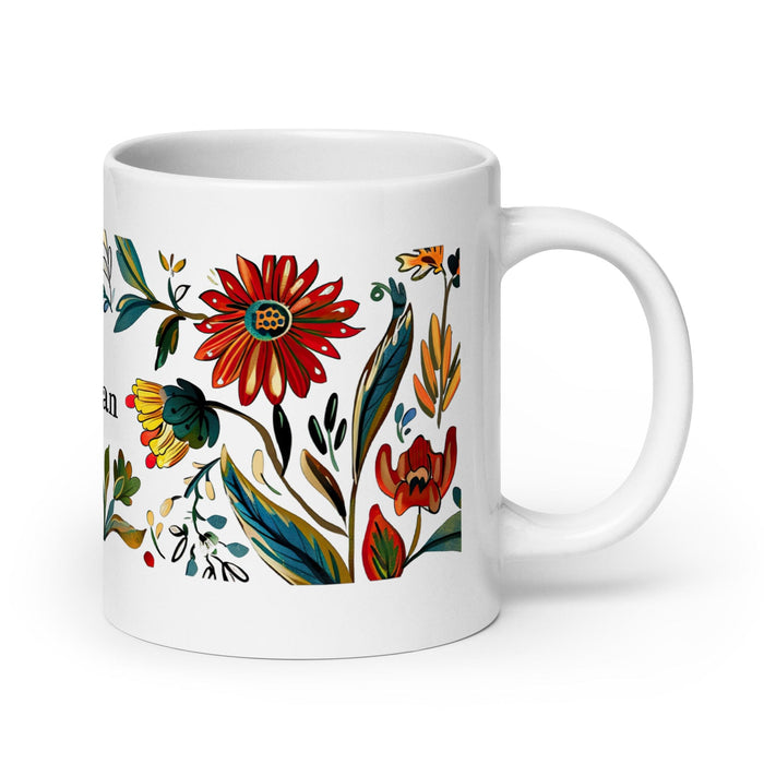 Damian Exclusive Name Art Piece Home Office Work Coffee Mug Mexican Spanish Pride Gift Cup One-Of-A-Kind Calligraphy White Glossy Mug | D4 Mexicada 20 oz