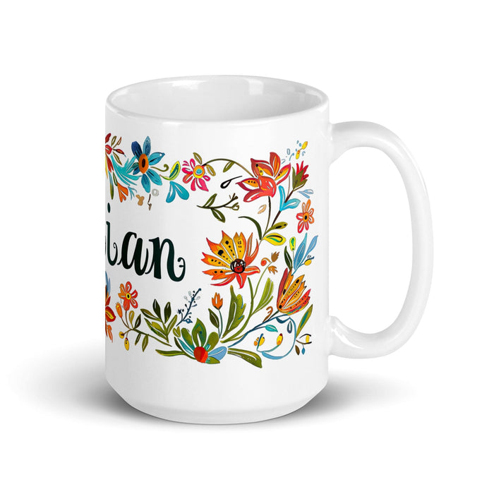 Damian Exclusive Name Art Piece Home Office Work Coffee Mug Mexican Spanish Pride Gift Cup One-Of-A-Kind Calligraphy White Glossy Mug | D5 Mexicada 15 oz