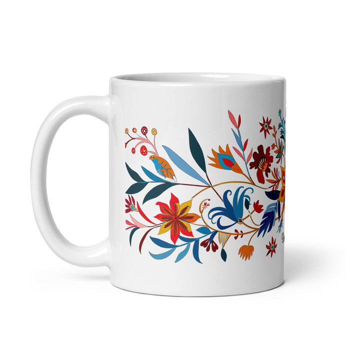 Damian Exclusive Name Art Piece Home Office Work Coffee Mug Mexican Spanish Pride Gift Cup One-Of-A-Kind Calligraphy White Glossy Mug | D6 Mexicada