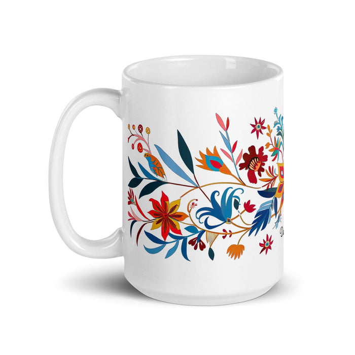 Damian Exclusive Name Art Piece Home Office Work Coffee Mug Mexican Spanish Pride Gift Cup One-Of-A-Kind Calligraphy White Glossy Mug | D6 Mexicada