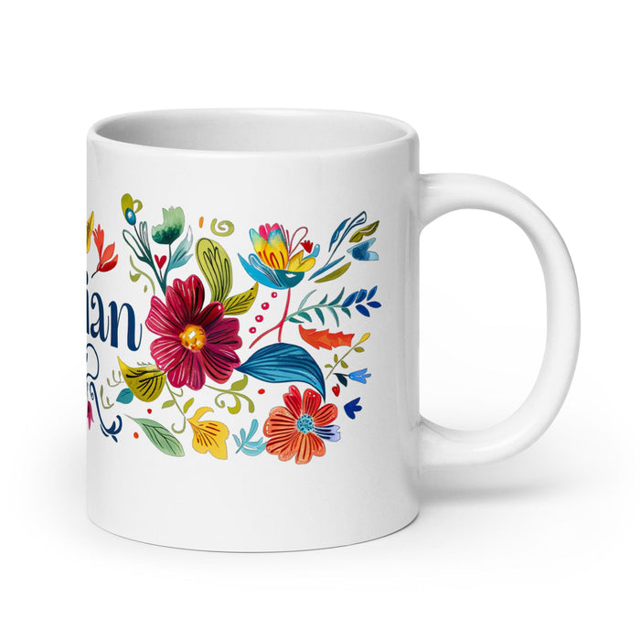 Damian Exclusive Name Art Piece Home Office Work Coffee Mug Mexican Spanish Pride Gift Cup One-Of-A-Kind Calligraphy White Glossy Mug | D7 Mexicada 20 oz