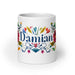 Damian Exclusive Name Art Piece Home Office Work Coffee Mug Mexican Spanish Pride Gift Cup One-Of-A-Kind Calligraphy White Glossy Mug | D7 Mexicada