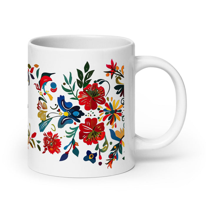 Damian Exclusive Name Art Piece Home Office Work Coffee Mug Mexican Spanish Pride Gift Cup One-Of-A-Kind Calligraphy White Glossy Mug | D9 Mexicada 20 oz