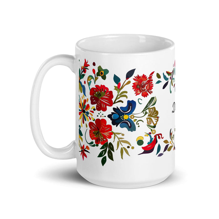 Damian Exclusive Name Art Piece Home Office Work Coffee Mug Mexican Spanish Pride Gift Cup One-Of-A-Kind Calligraphy White Glossy Mug | D9 Mexicada