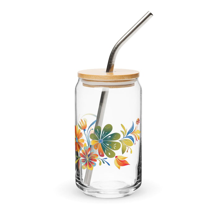 Dania Exclusive Name Art Piece Can-Shaped Glass Home Office Work Mexican Spanish Pride Gift Cup One-Of-A-Kind Calligraphy Glass | D1 Mexicada 16 oz With Lid & Straw