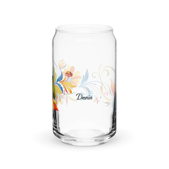 Dania Exclusive Name Art Piece Can-Shaped Glass Home Office Work Mexican Spanish Pride Gift Cup One-Of-A-Kind Calligraphy Glass | D1 Mexicada