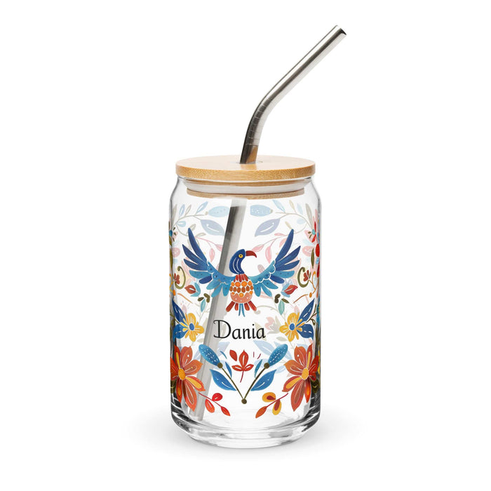 Dania Exclusive Name Art Piece Can-Shaped Glass Home Office Work Mexican Spanish Pride Gift Cup One-Of-A-Kind Calligraphy Glass | D10 Mexicada 16 oz With Lid & Straw