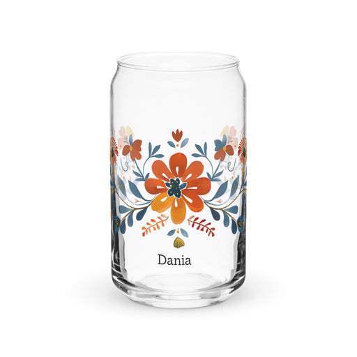 Dania Exclusive Name Art Piece Can-Shaped Glass Home Office Work Mexican Spanish Pride Gift Cup One-Of-A-Kind Calligraphy Glass | D11 Mexicada 16 oz