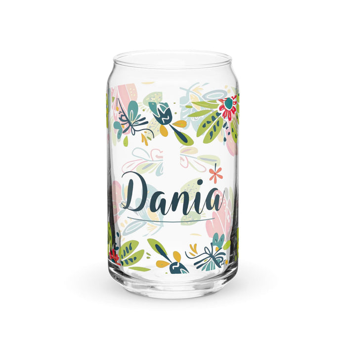 Dania Exclusive Name Art Piece Can-Shaped Glass Home Office Work Mexican Spanish Pride Gift Cup One-Of-A-Kind Calligraphy Glass | D12 Mexicada 16 oz