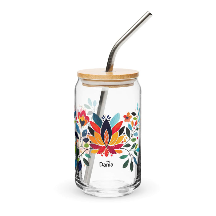 Dania Exclusive Name Art Piece Can-Shaped Glass Home Office Work Mexican Spanish Pride Gift Cup One-Of-A-Kind Calligraphy Glass | D14 Mexicada 16 oz With Lid & Straw