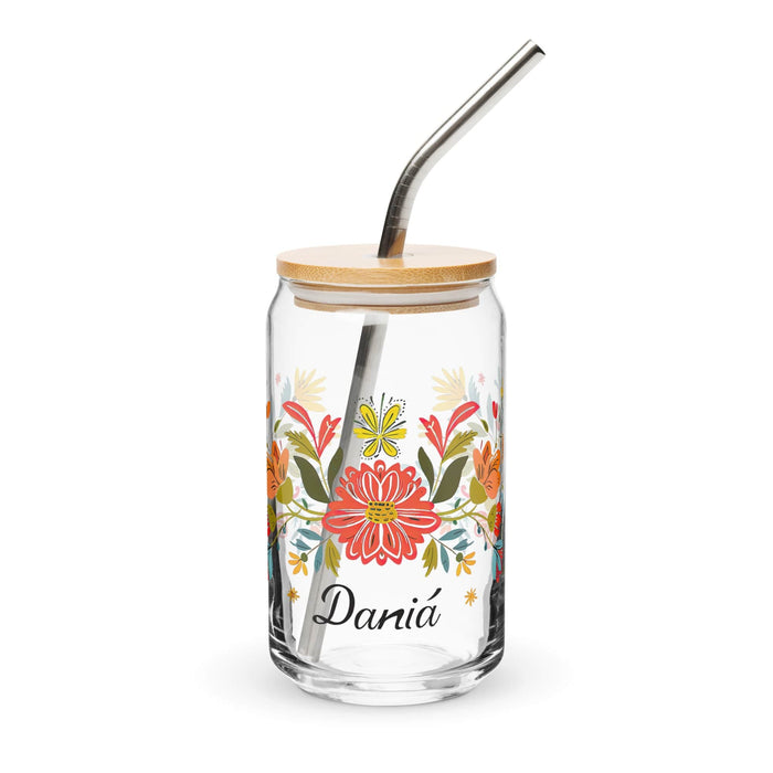 Dania Exclusive Name Art Piece Can-Shaped Glass Home Office Work Mexican Spanish Pride Gift Cup One-Of-A-Kind Calligraphy Glass | D15 Mexicada 16 oz With Lid & Straw