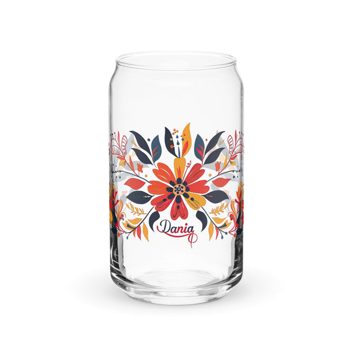 Dania Exclusive Name Art Piece Can-Shaped Glass Home Office Work Mexican Spanish Pride Gift Cup One-Of-A-Kind Calligraphy Glass | D18 Mexicada 16 oz (No Lid No Straw)