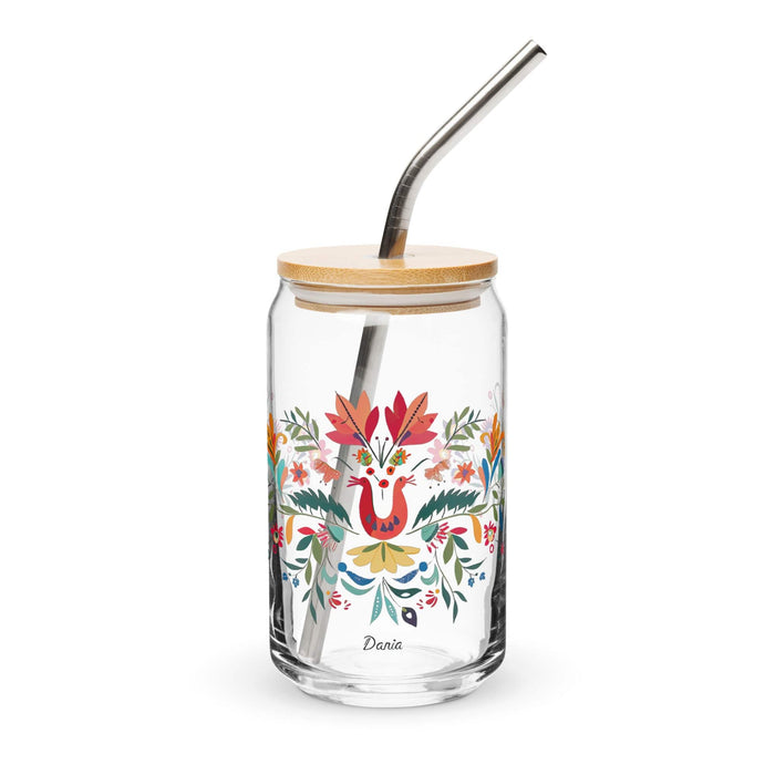 Dania Exclusive Name Art Piece Can-Shaped Glass Home Office Work Mexican Spanish Pride Gift Cup One-Of-A-Kind Calligraphy Glass | D2 Mexicada 16 oz With Lid & Straw