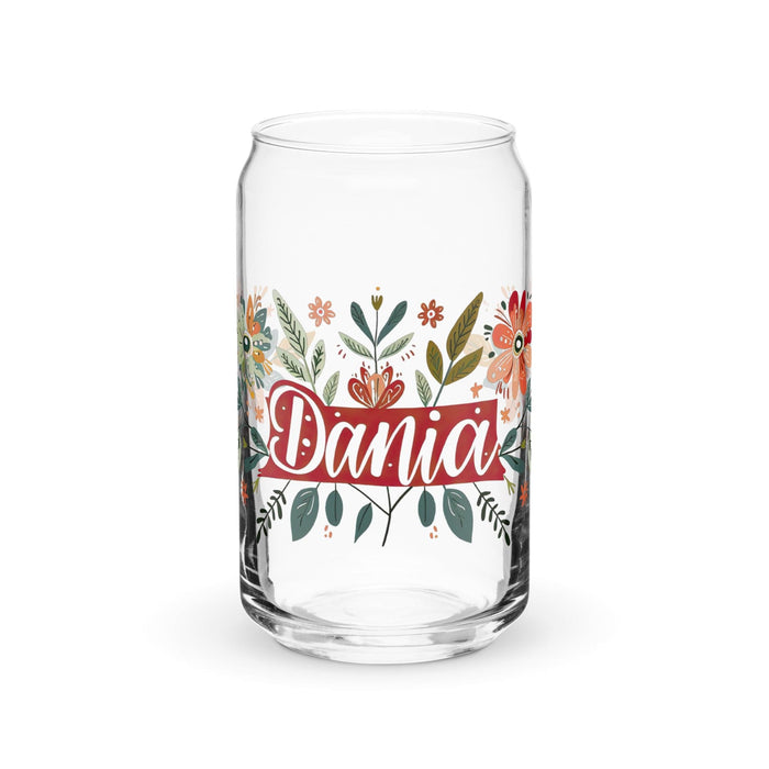 Dania Exclusive Name Art Piece Can-Shaped Glass Home Office Work Mexican Spanish Pride Gift Cup One-Of-A-Kind Calligraphy Glass | D23 Mexicada 16 oz (No Lid No Straw)