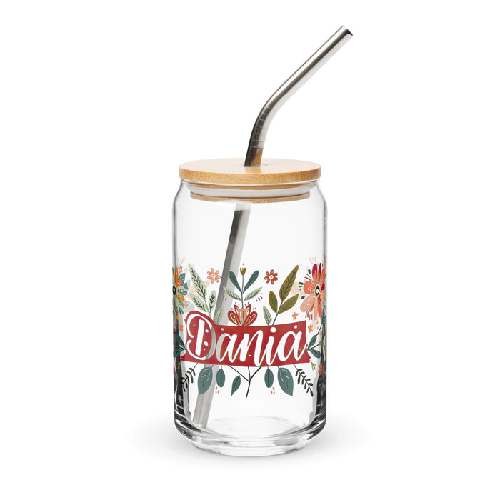 Dania Exclusive Name Art Piece Can-Shaped Glass Home Office Work Mexican Spanish Pride Gift Cup One-Of-A-Kind Calligraphy Glass | D23 Mexicada 16 oz With Lid & Straw