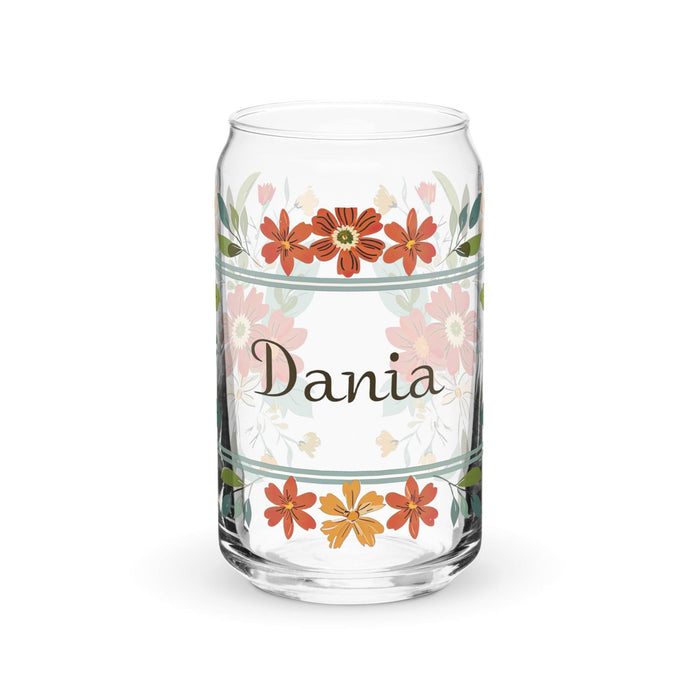 Dania Exclusive Name Art Piece Can-Shaped Glass Home Office Work Mexican Spanish Pride Gift Cup One-Of-A-Kind Calligraphy Glass | D26 Mexicada 16 oz