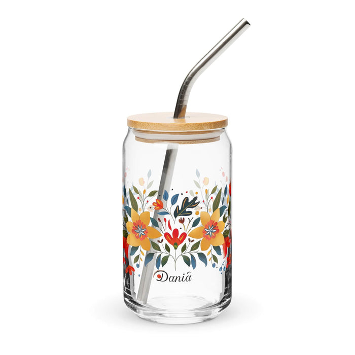 Dania Exclusive Name Art Piece Can-Shaped Glass Home Office Work Mexican Spanish Pride Gift Cup One-Of-A-Kind Calligraphy Glass | D27 Mexicada 16 oz With Lid & Straw