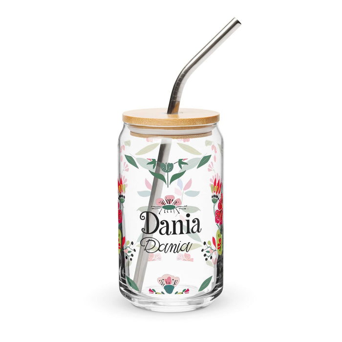 Dania Exclusive Name Art Piece Can-Shaped Glass Home Office Work Mexican Spanish Pride Gift Cup One-Of-A-Kind Calligraphy Glass | D29 Mexicada 16 oz With Lid & Straw