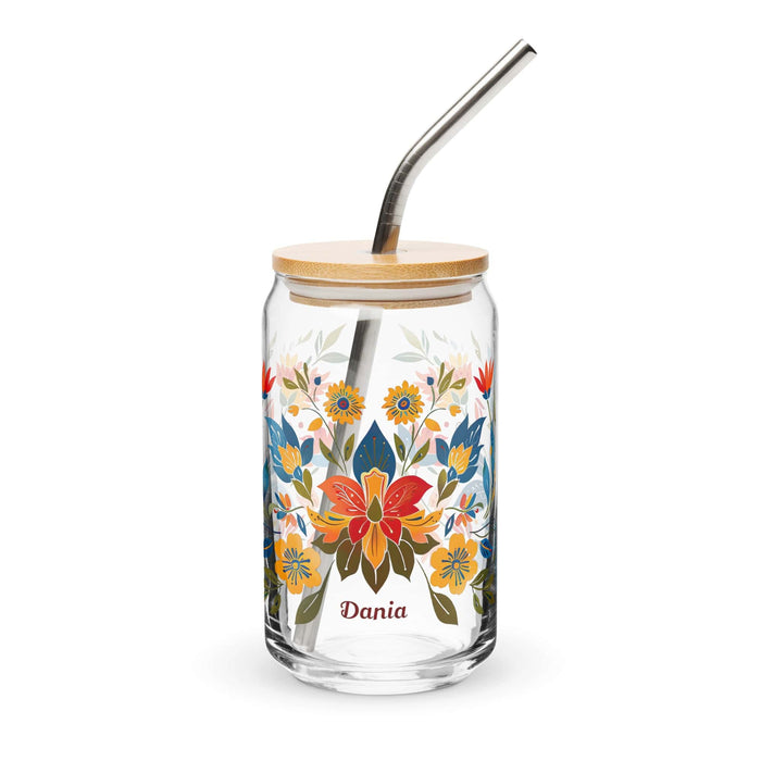 Dania Exclusive Name Art Piece Can-Shaped Glass Home Office Work Mexican Spanish Pride Gift Cup One-Of-A-Kind Calligraphy Glass | D3 Mexicada 16 oz With Lid & Straw